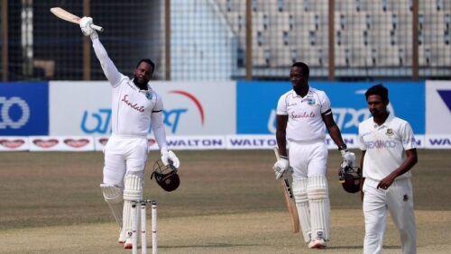 Mayers’ 210 takes West Indies to historic three-wicket-win over Bangladesh Image