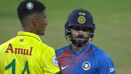 Virat Kohli get one demerit point after brush with Beuran Hendricks during third T20I Image